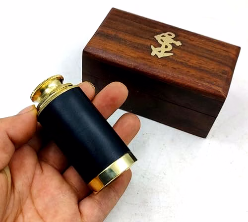6" Perosnalized Text Handheld Brass Telescope with Wooden Box - Pirate Navigation image 5