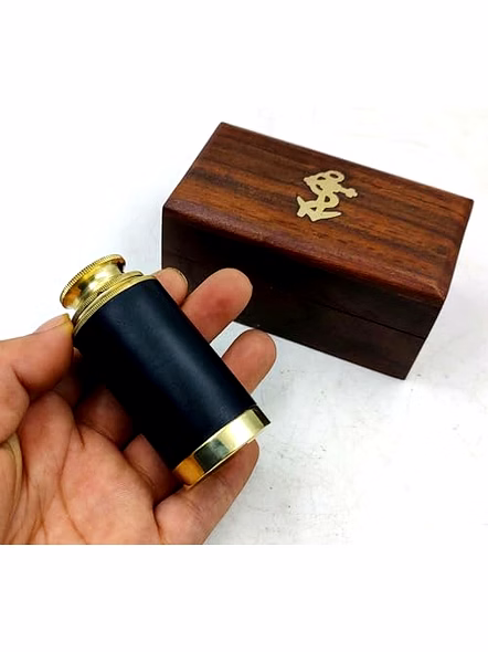 6" Perosnalized Text Handheld Brass Telescope with Wooden Box - Pirate Navigation-4