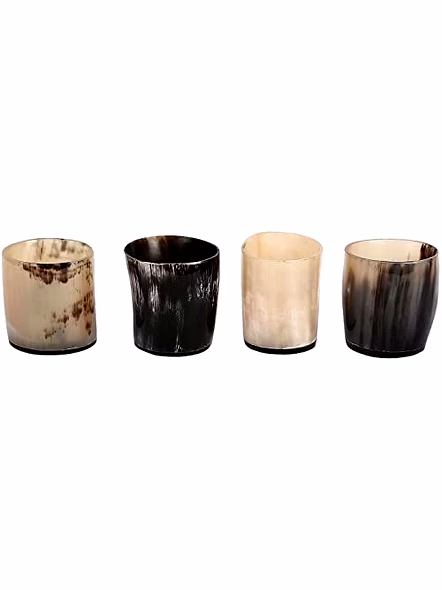 Set of 4 Horn Shot Glass Vodka Glass Tequila Glass Whiskey Glass Viking Glass Wine Shots-Qarzun1204