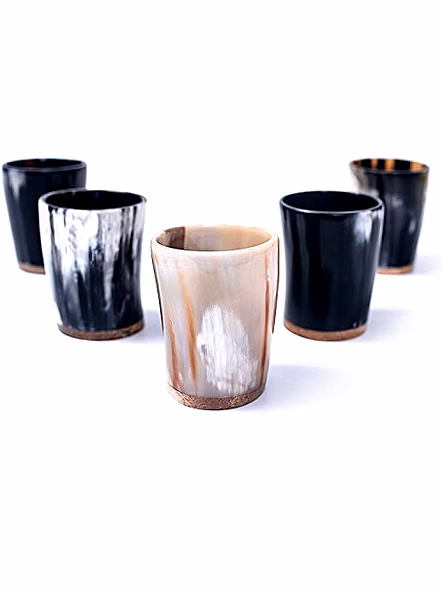 Set of 4 Horn Shot Glass Vodka Glass Tequila Glass Whiskey Glass Viking Glass Wine Shots-1