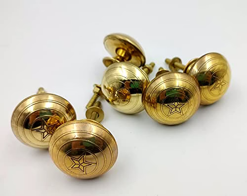 qarzun ascent gifts captain america shield style set of 6 door knobs/drawer pulls and push handle/knobs for cabinets/wardrobes/nautical hardware decor, 32 mm
