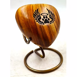 qarzun wooden heart keepsake handcrafted angel unique heart shaped with brass display stand tabletop