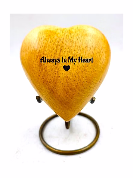 Best Personalized Engraved Wooden Heart Keepsake Handcrafted Unique Heart Shaped with Brass Display Stand | Engraved Personalized Gifts Tabletop