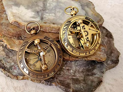 qarzun ascent gifts set of 2 antique brass lid sundial compass polished sundial compass pocket gift