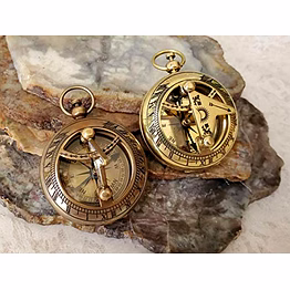 qarzun ascent gifts set of 2 antique brass lid sundial compass polished sundial compass pocket gift
