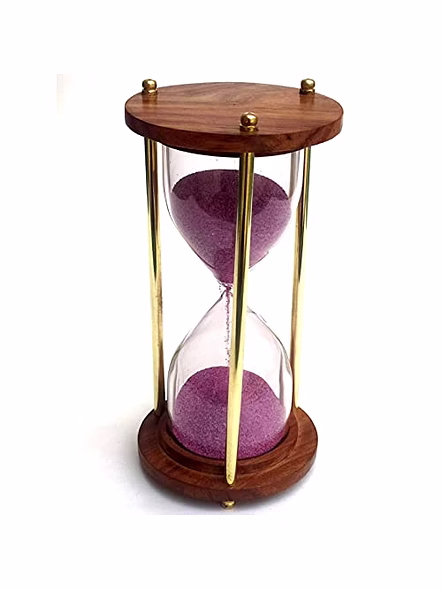 S.S. Collectibles Wooden and Brass Sand Timer Hour Glass Sandglass Antique Nautical Decor Theme, Height 6 Inches 5 Minutes-Qarzun1216