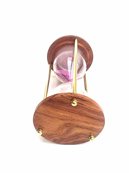 S.S. Collectibles Wooden and Brass Sand Timer Hour Glass Sandglass Antique Nautical Decor Theme, Height 6 Inches 5 Minutes-1