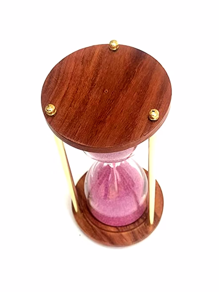 S.S. Collectibles Wooden and Brass Sand Timer Hour Glass Sandglass Antique Nautical Decor Theme, Height 6 Inches 5 Minutes-2