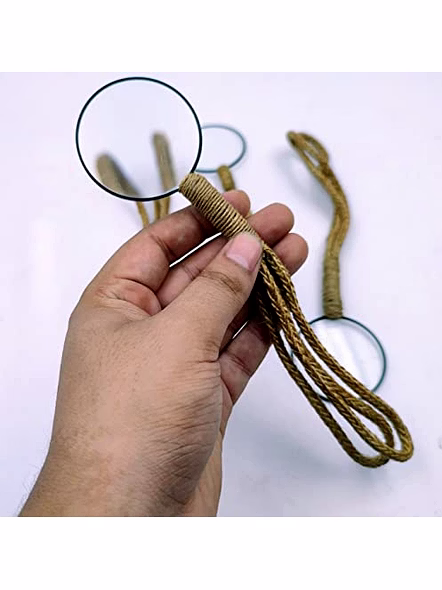 Set of 4 Vintage Style Mini Magnifying Glass Jute Rope Handle Vintage Antique Finish Magnifying Glass-1
