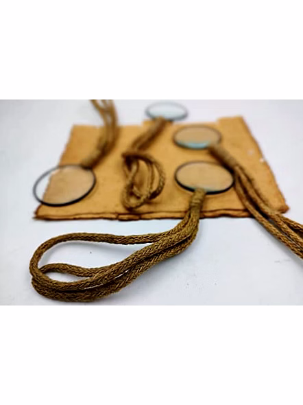 Set of 4 Vintage Style Mini Magnifying Glass Jute Rope Handle Vintage Antique Finish Magnifying Glass-2