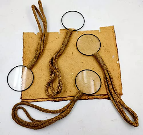 Set of 4 Vintage Style Mini Magnifying Glass Jute Rope Handle Vintage Antique Finish Magnifying Glass image 4