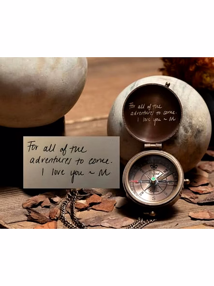 Personalized Actual Handwriting Engraved Pocket Compass Brass Nautical Birthday Gift for Your lovedones-Qarzun1219