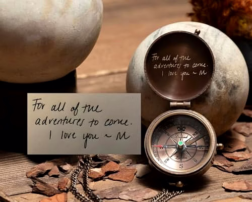 Personalized Actual Handwriting Engraved Pocket Compass Brass Nautical Birthday Gift for Your lovedones image 4