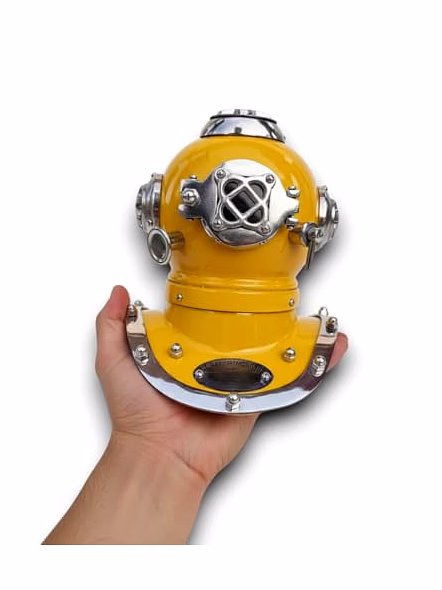 Yellow U.S Navy Mark V Diving Helmet 6" Nautical Deep Divers Helmet-3