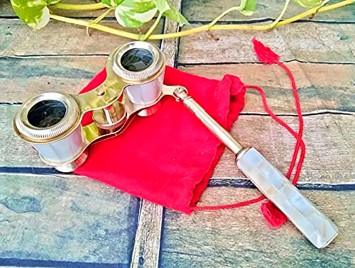 Ascent Gifts Brass Opera Binocular Telescope with Handle Velvet case Collectible Gift image 2