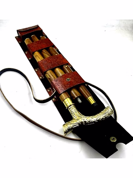 Brass Victorian Style Handle Wood Walking Stick Cane with Leather Cover-Qarzun1226