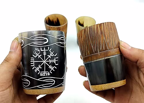 Set of 6 Horn Shot Glass Vodka Glass Tequila Glass Whiskey Glass Viking Wine Shots Different Design Set image 3
