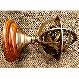 qarzun ascent gifts brass made antique finish armillary globe zodiac signs wood base desktop decorative