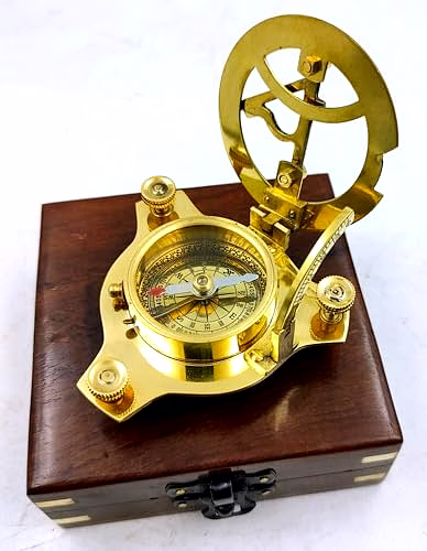 Personalized Sundial Compass Brass Nautical with Wood Box Birthday Gift for Your lovedones image 2