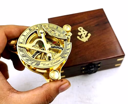 Personalized Sundial Compass Brass Nautical with Wood Box Birthday Gift for Your lovedones image 3
