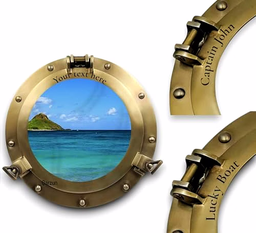 qarzun personalised engraved name nautical decor 12" mirror porthole antique finish wall hanging