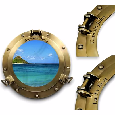qarzun personalised engraved name nautical decor 12" mirror porthole antique finish wall hanging