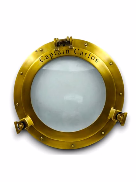 Personalised Engraved Name Nautical Decor 12" Mirror Porthole Antique Finish Wall Hanging-1
