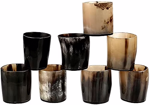 Set of 8 Horn Shot Glass Vodka Glass Tequila Glass Whiskey Glass Viking Glass Wine Shots image 2