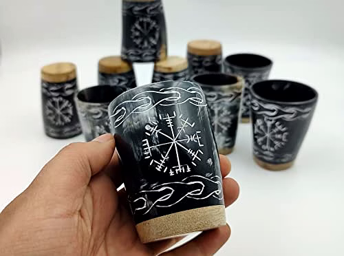 Set of 6 Horn Shot Glass Vodka Glass Tequila Glass Whiskey Glass Viking Glass Wine Shots image 2