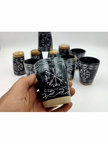 Set of 6 Horn Shot Glass Vodka Glass Tequila Glass Whiskey Glass Viking Glass Wine Shots
