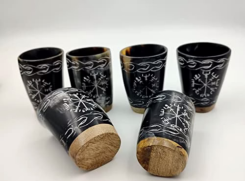 Set of 6 Horn Shot Glass Vodka Glass Tequila Glass Whiskey Glass Viking Glass Wine Shots image 3