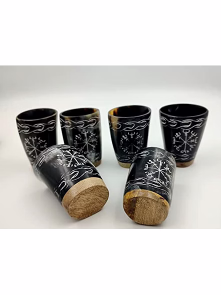 Set of 6 Horn Shot Glass Vodka Glass Tequila Glass Whiskey Glass Viking Glass Wine Shots-2
