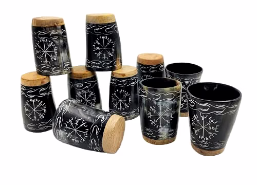 Set of 6 Horn Shot Glass Vodka Glass Tequila Glass Whiskey Glass Viking Glass Wine Shots image 4