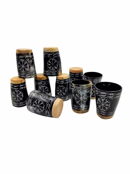 Set of 6 Horn Shot Glass Vodka Glass Tequila Glass Whiskey Glass Viking Glass Wine Shots-3