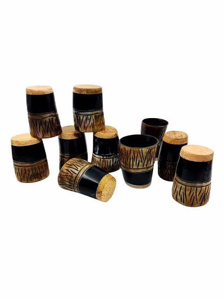 Set of 6 Horn Shot Glass Vodka Glass Tequila Glass Whiskey Glass Textured Glass Wine Shots