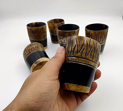 Set of 6 Horn Shot Glass Vodka Glass Tequila Glass Whiskey Glass Textured Glass Wine Shots image 2