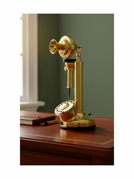 Brass Candlestick Telephones Working Decorative Wired Landline Rotary Dial Working Showpiece Telephone Gift-Qarzun1241