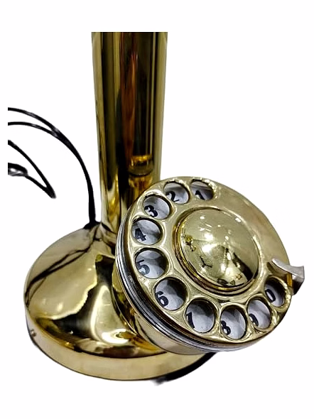 Brass Candlestick Telephones Working Decorative Wired Landline Rotary Dial Working Showpiece Telephone Gift-1