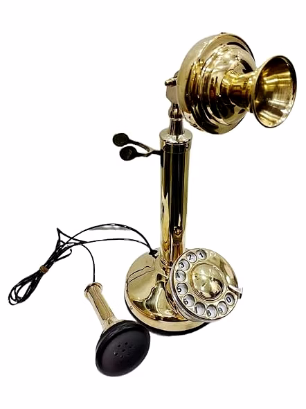 Brass Candlestick Telephones Working Decorative Wired Landline Rotary Dial Working Showpiece Telephone Gift-2