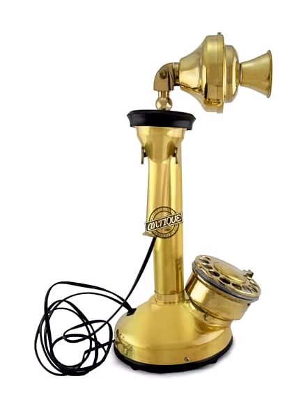 Brass Candlestick Telephones Working Decorative Wired Landline Rotary Dial Working Showpiece Telephone Gift-4