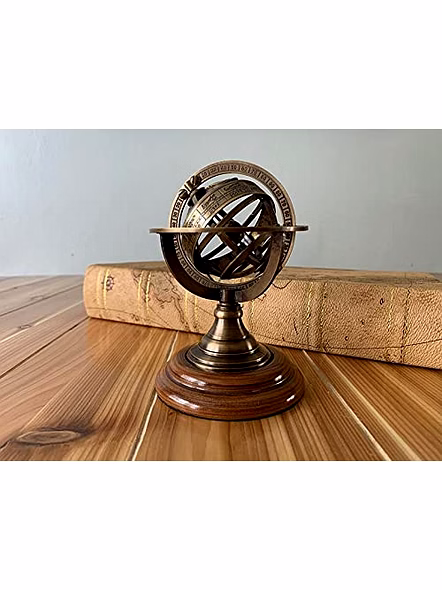 Ascent Gifts Antique Style Brass Armillary Globe Vintage Zodiac Armillary Brass Sphere Globe for Office Desk Decorative 6"