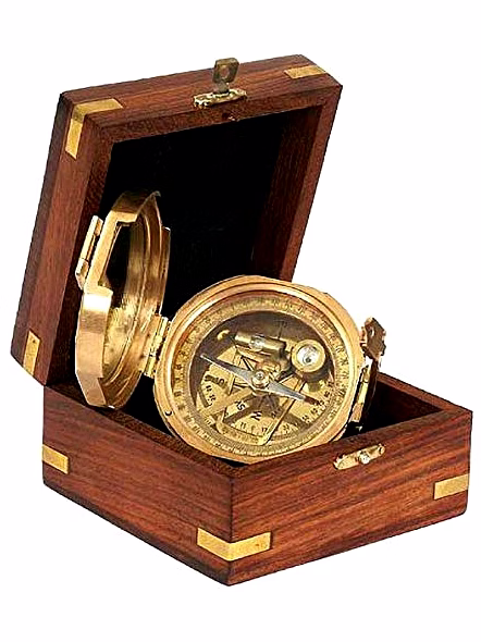 Ascent Gifts Brass Brunton Compass with Wooden Box Collectible Gift-3