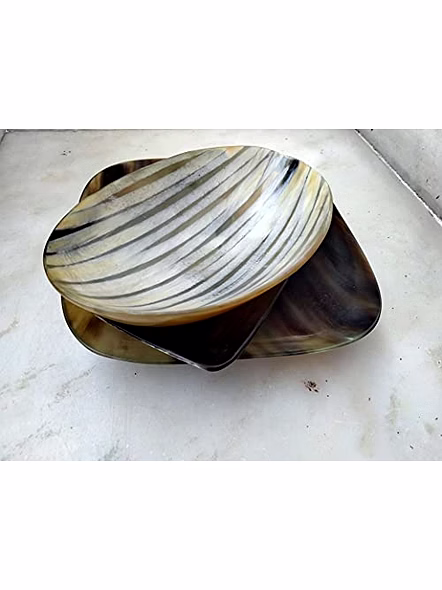 Ascent Gifts Set of 3 Horn Made Dry Fruit Tray Dishes Dining Table Decorative