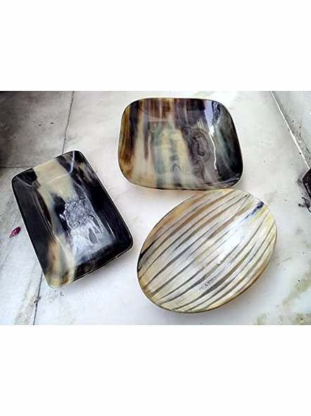 Ascent Gifts Set of 3 Horn Made Dry Fruit Tray Dishes Dining Table Decorative-3