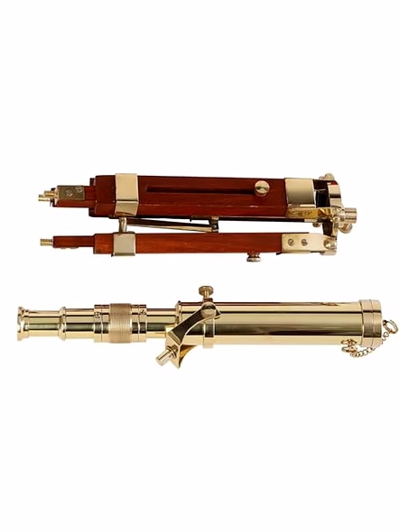Personalized Engraved Brass Telescope 12" Polished with Wooden Tripod Stand Collectible Home Decor-1