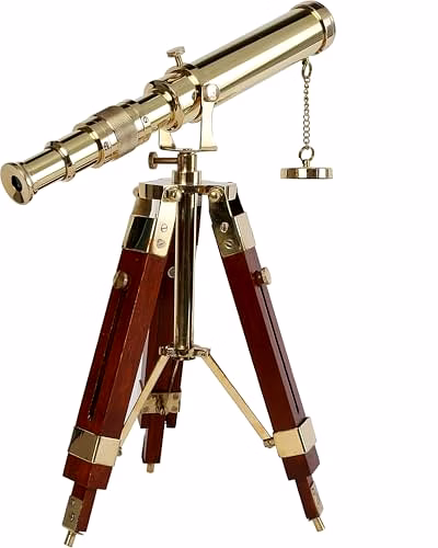 Personalized Engraved Brass Telescope 12" Polished with Wooden Tripod Stand Collectible Home Decor image 3