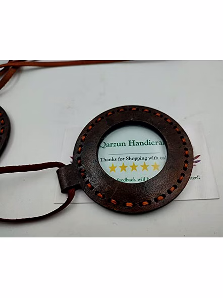 Set of 6 Vintage Leather Necklace Style Magnifying Glass with Leather Rope Vintage Texture Antique Finish Magnifying Glass-1