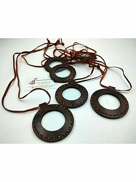 Set of 6 Vintage Leather Necklace Style Magnifying Glass with Leather Rope Vintage Texture Antique Finish Magnifying Glass-2