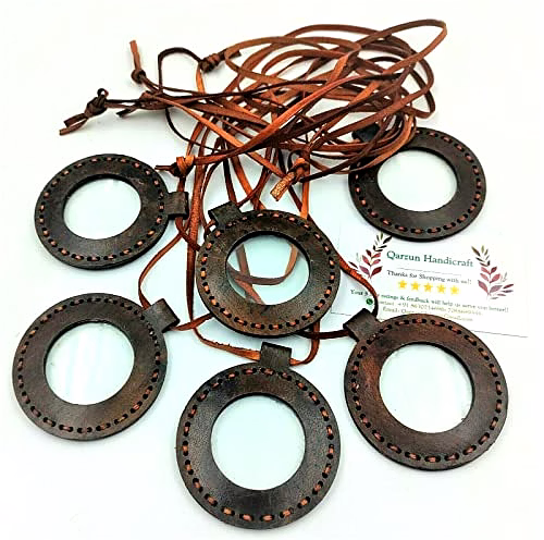 Set of 6 Vintage Leather Necklace Style Magnifying Glass with Leather Rope Vintage Texture Antique Finish Magnifying Glass image 4