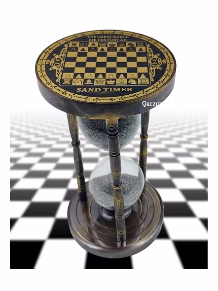 Antique Heavy Brass Sand Timer Nautical Maritime 7" Chess Maker Old Clock Hourglass
